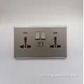 Toma de interruptor de pared de pared de 2 gangas 2 vías